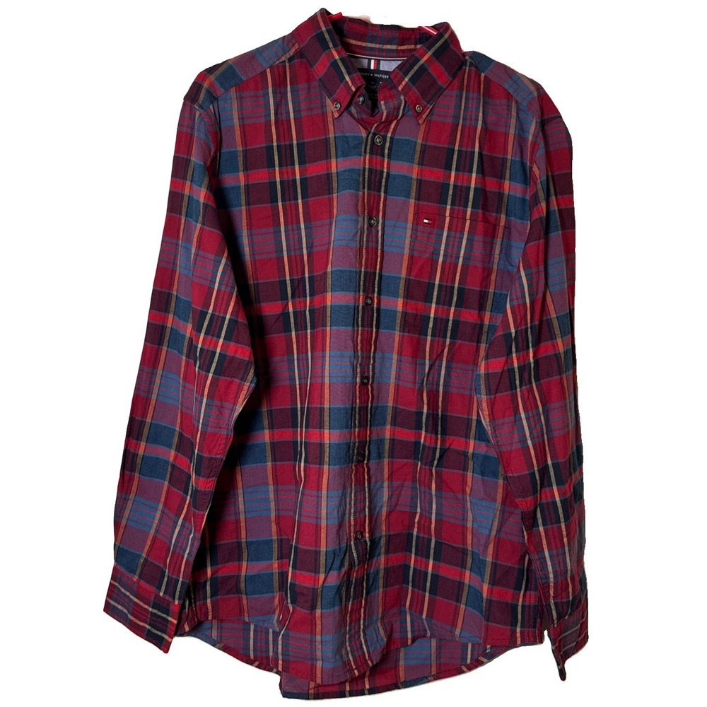 Tommy Hilfiger THFlex Shirt Mens M Classic Fit Plaid Long Sleeve Button Down NWT